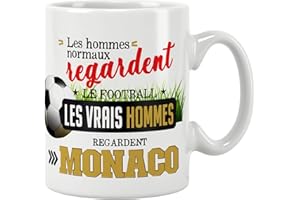 JOLI MUG Mug foot - les vrais hommes regardent Monaco. Cadeau - Anniversaire - Noël - fête. Pour amis, famille/Tasse. Cadeau original. Prix mini. Céramique haute qualité 11oz - 320 ML (MONACO)