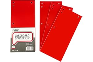 D.RECT ​​​​| Divisori in Cartone | Lotto di 100 | Nastri di Separazione Della Carta | Foglio A4 1/3 | 11x24 cm | 160 g | Per una Perfetta Separazione Degli Schedari | Nastri di Separazione | Rosso