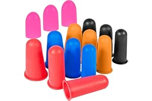 EUYKQNOI Set da 15 Protezioni per Dita in Silicone, Tappi in Gomma Colorata per Lavori di Cucito, Scrittura e Utilizzo di Colla a Caldo - Adesivi alla Resina di Cera, per Una Protezione Completa