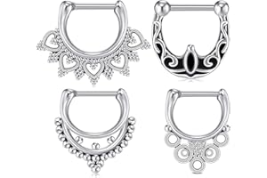 Briana Williams Septum Piercing Aro Nariz Herradura Acero Quirurgico 16G Helix con Bolitas Pendientes de Oreja Plata 6/8/10/12mm