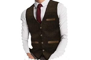 Yiaisafa Herren Tweed Anzug Weste Jagd Herringbone Weste Vintage Retro Wollen Hochzeit Bräutigam Gilet S-3XL