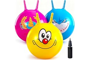 Ynanimery 3 Pack Space Hoppers Bounce Balls with Handle for Kids Age 3-9,18 Inch Hopper Ball with Pump,Hopper Toy for Boys Girls Indoor and Outdoor Garden Game,Ride on Spin Toys Balance Exercise Fun