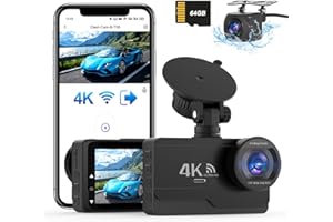 SIGRILL 4K/2K+1080P Dashcam Cámara Coche,Doble WiFi Dash CAM Coche con Tarjeta SD de 64GB,170° Gran Angular, Camara Coche Grabadora,Visión Nocturn,WDR,Sensor G,Mini cámara Soporte 256GB MAX