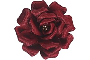 Mecool Rose Hair Clip for Weddings Brooch Corsage Hair Head Clip on Flowers for Hair Jewellery Barrette Hair Decorations for Women Accessories | Hair Clips Girls-Dark Red
