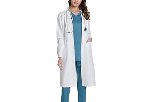 WWOO Camice da Laboratorio Donna Bianco Abbigliamento da Lavoro e Divise Camice Donna Aggiornamento del Tessuto