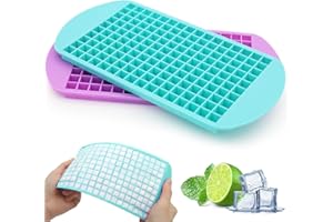 JISILE Lot de 2 à 160 petits bacs à glaçons en silicone pour whisky, cocktails, bouteilles d'eau – Sans BPA, flexible et empilable (cyan et violet)