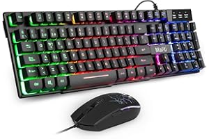 Mafiti RK101 Combo Teclado Español y Ratón,Teclado Retroiluminado y Ratón Gaming Retroiluminado, Sensación Mecánico Teclado, Ideal para Jugar y Trabajar