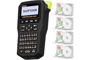 SUPVAN G15M Mini wiederaufladbarer Thermotransfer Etikettendrucker mit 4 Etiketten, Mindest 5 mm Randabstand, für Schrumpfschlauch & Kabel, perfekt für Außenbereich