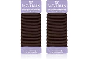 JASVERLIN Gomas para el pelo grandes y gruesas de color marrón, Sujetador de coleta sin daños, no se rompe, cintas de pelo para mujeres con textura rizada, accesorios de peinado 5mm 48 piezas