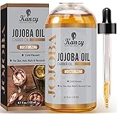 Huile de jojoba biologique Kanzy, pressée à froid 100% pure 120 ml, huile de support non raffinée sans hexane pour cheveux, o