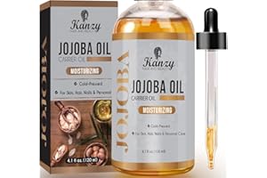 Kanzy Organic Cold-Pressed Jojoba Oil 120ml – 100% Pure for Hair, Nails, Eyelashes & Eyebrows – Vegan & Cruelty-Free for Skin, Face & Body as Carrier and Massage Oil
