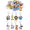 JZK 32 Pcs Animal keyring set for kids, Silicone animal keychains for children birthday party favours, kids party bag fillers, kids party thankyou gift giveaway gifts