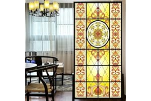 LXDWEI Pellicola protettiva per finestre, stile europeo della chiesa, vetro macchiato, senza colla, adesivo statico, decorativo, effetto satinato, 60 x 140 cm