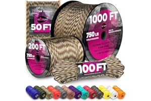 TECEUM Paracord Type IV 750 lb Camo – 30 m – 4mm – 100% Nylon Strong Tactical MIL–SPEC Parachute Cord – Survival Rope Emergency 11 Strands Core EDC Camping Hiking Military Gear (100ft) 788a