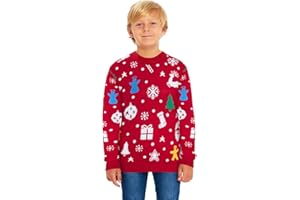 SAANS247 Boys Girls Kids Children Unisex Christmas Xmas Knitted Novelty, Retro, Elf, Football Jumper Sweater