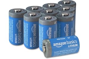 Amazon Basics CR123A Lithium-Batterien, 3 V, 10 Jahre lagerfähig, 10 Stück