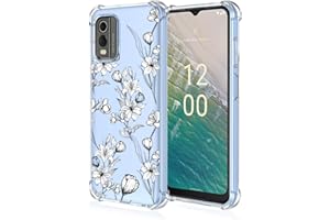 RankOne Coque de Téléphone Convient pour Nokia C32 (6.5" inches) Transparent TPU Silicone Color Drawing Pattern Case - Fleurs 8