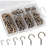 LUTER 120 Stück Deckenhaken, 6 Größen von Becherhaken mit einer Aufbewahrungsbox, Bronze Vintage Pflanzenschraubenhaken, für 