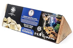 BELLA WOOD Smoking BBQ Wood Cubes in American Walnut Flavour, Premium Smoking Chips, 500g per bag, 100% Natural - No chemicals, with Free Recipe E-Book with BBQ hints and tips!