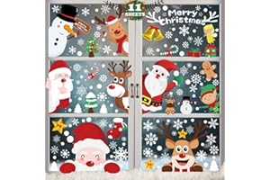 FullJoyHut 362pcs Adesivi Natale Vetro Finestre Natale Vetrofanie Addobbi Sticker Decorativi PVC Decorazioni Natale Renna Babbo Adesivo Statico Decals Decalcomanie Finestra per Decori Casa Festa
