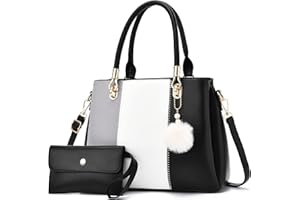 Nexum Women Handbags Large Tote Shoulder Bag Crossbody Bag for Women Color Stitching Top Handle Satchel Hobo 2pcs Purse Set