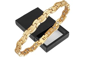 ‎YINOX Magnetisches Fußkettchen für Damen, Titan, mit Magneten, 24 cm/6,5 mm, goldfarben