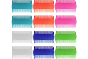 BLMHTWO 12 Pieces Nit Comb, Nit Combs Plastic Flea Comb Double Sided Lice Combs with Dense Fine Tooth Smooth Durable Effective Removing Fleas Head Lice Combs for Thick Hair Kids Cats Pets, 6 Colors