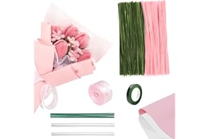 THINTON Pipe Cleaners for Craft Flowers, 200 Pcs Pipe Cleaners for Tulip Bouquet, Fuzzy Sticks Chenille Stems Pipecleaners for Craft Supplies for DIY Tulip Flower Bulk Kit (Pink)