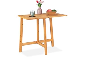 Relaxdays Table rectangulaire Pliante, Bois, terrasse, extérieur, Balcon, Jardin, Pliable, HLP: 73x80x50 cm, Naturel