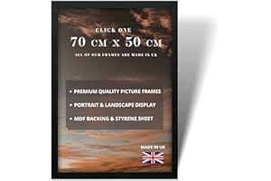 AWEHIRU Click One 50x70cm Frame - Black Picture Frames, Large Poster Frames, Large Picture Frames, Picture Frames 50cm x 70cm, Jigsaw Frame, 50 x 70 Frame With Plexiglas Front & Wall Mounting
