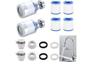 BIVOFU 2 Pièces Filtre a Eau Robinet, Filtre Robinet Anti Calcaire, Purification Avancée de l'Eau du Robinet, Élimine le Chlore, les Métaux Lourds, Installation Facile et Rapide, Design Transparent