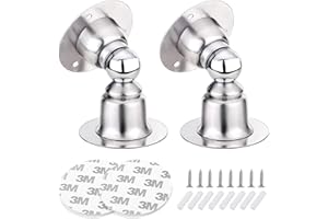 Hentek Potente Fermaporta Magnetico - 2 Pz Fermo Porta da Mini in Acciaio Inox per Parete o Pavimento con Nastro Adesivo Biadesivo 3M e Vite, Senza Forare Installazione