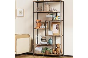 Bealife Estante Organizador 5 Niveles Multiusos，Librería - Estantería Abierta de Almacenamiento para Libros, Sala, Oficina, Pasillo | Estructura Independiente (marrón)