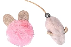 DINGO WALDEMAR RUTKOWSKI Dingo Le Set de Jouets Glamour pour Chat : Souris avec Clochette et Balle avec Oreilles Pailletées, pour Jouer et Chasser, Jouets Élégants pour Chat en Couleurs Gris, Rose et Or (21181)