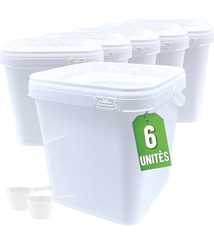 Nipter Emmer met deksel 5l, Rechthoekige emmer 5,8l, Doorzichtige kunststof emmer, stapelbaar, 3 stuks