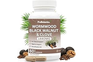 ProBotanics Wormwood Black Walnut and Clove 1440mg Per Serving, Digestive Intestinal Detox Cleanse for Humans | Herbal Supplement for Gut Cleanse and Digestive Health - 60 Capsules