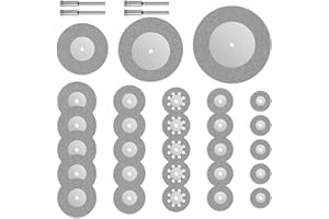 GUNPLA 32 Stück Diamant-Trennscheiben, Mini-Kreissägeblatt, 16/20/22/25/30/40/50/60 mm, Dremel-Dreh-Werkzeuge für Edelstein, Glasstein, mit 4 Dornen