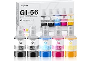 SPACEINK GI-56 Tintenflaschenset kompatibel mit Canon MAXIFY GX7050, GX6050, GX5050, GX4050, GX3050, GX5550, GX6550 Druckern (5er-Pack, Schwarz/Cyan/Magenta/Gelb)