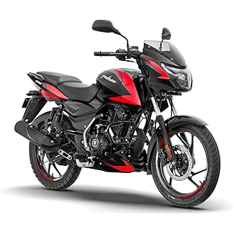 Bajaj Pulsar 125 Disc Carbon Graphics Motorcycle, Split Seat, Ebony Black Racing Red