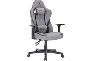 Oversteel - SAPHIRE Chaise de gaming professionnel Tissu imperméable, réglable en hauteur, dossier inclinable à 135°, piston à gaz classe 3, jusqu'à 120Kg, couleur gris clair/noir