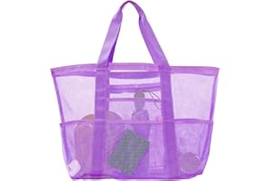 HARNYLOOM Mesh Beach Bag, Beach Bags for Women Large Tote Extra Travel Accessories Picnic Summer Vacation Gym Holiday Foldable Swimming Outdoor Shopping Grocery Shoulder Bag