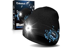 Hinshark Cadeau Saint Valentin pour Homme, LED Bonnet Bluetooth Homme, Idee Cadeau Homme Original Utile Bonnet Homme Hiver, Cadeau Anniversaire Homme, Cadeau Papa, Cadeau Fete des Peres