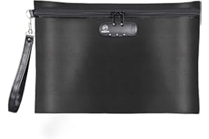 FIREDOG Fireproof Document Bag with Lock, Fireproof Waterproof Money Bag Safe Storage Pouch for A4 Documents, File,Cash and Valuables(Black, 14"x10")