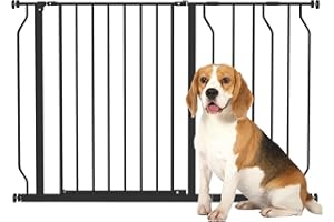 PawHut Barrera de Seguridad para Perros Extensible 75-115 cm para Puertas y Escaleras Puerta de Seguridad para Mascotas con Extensiones Montaje a Presión y Doble Bloqueo Negro