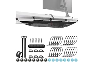 LURNODY Organizador Cables Escritorio con 8 Ganchos, Recoge Cables Mesa Escritorio con Gran Capacidad, Organizador de Cables Escritorio Adecuado para Todos los Escritorios en Oficinas y Hogares