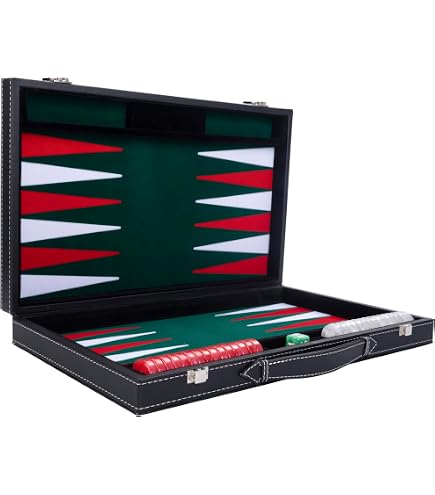 Jeu De Backgammon Philos Tournament 21 Pouces - Style Mallette Avec Surface Verte - Allemand