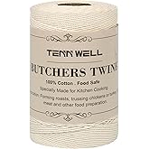 Tenn Well Butchers String, 656 Feet Strong Cotton Kitchen Twine Food Safe Oven Cooking String for Meat Trussing Tying, Chicke