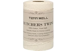 Tenn Well Butchers String, 656 Feet Strong Cotton Kitchen Twine Food Safe Oven Cooking String for Meat Trussing Tying, Chicken Roasting and Sausage Making (Beige)
