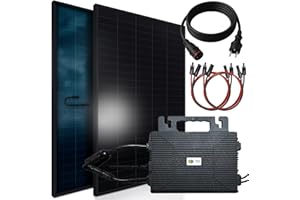 SUNNIVA 920W Balkonkraftwerk BIFAZIAL FULLBLACK komplett Steckdose ASTRO-E 800W Wechselrichter, PV Solaranlage, 2x 460W Glas-Glas Solarmodule, inkl. 5m Kabel, Bluetooth WIFI, Komplettset