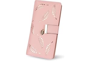 CHAOFANXI Portafoglio Donna, Portafoglio Donna Pelle PU Lunga Portafoglio, Portafoglio Donna in Bellissimi Colori con Cerniera ,Rosa